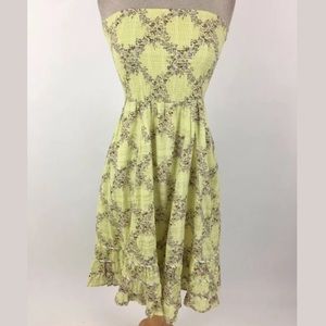 Floral Strapless Dress in Yellow
